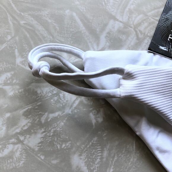 Tavik Revolve White Asher Ribbed Side Knot Moderate Coverage Swim Bikini Bottom - Picture 5 of 10